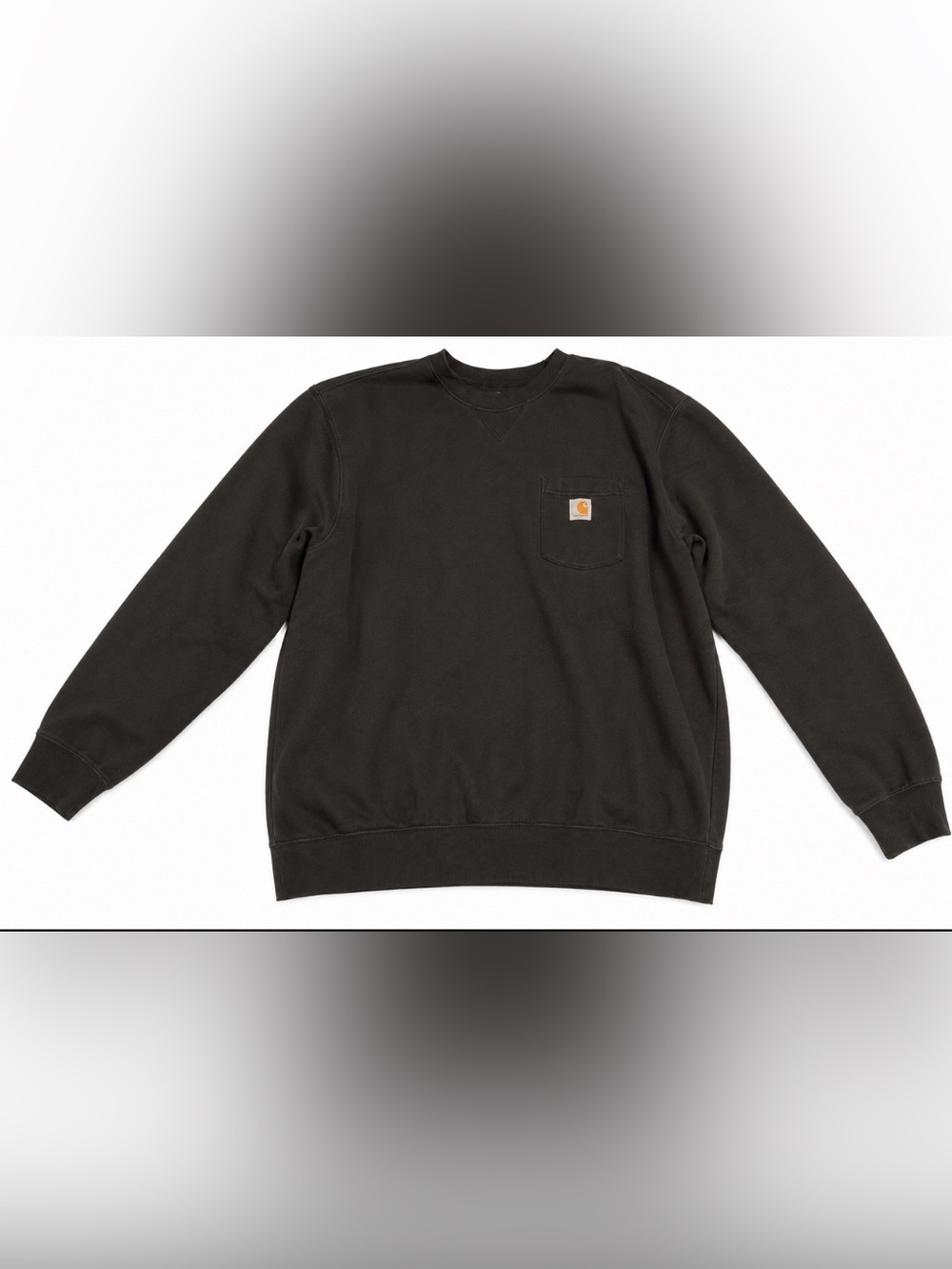 Carhartt Men's Black Crewneck Sweatshirt with Chest Pocket Patch
